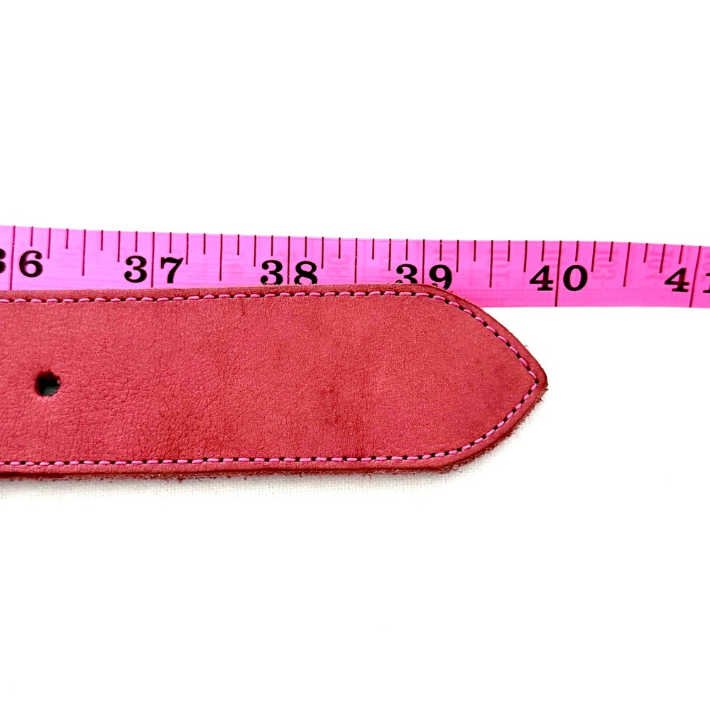 VTG B-Low The Belt Pink Leather Rhinestone Buckle Belt Y2K Boho Western Sz 32 - Picture 7 of 11